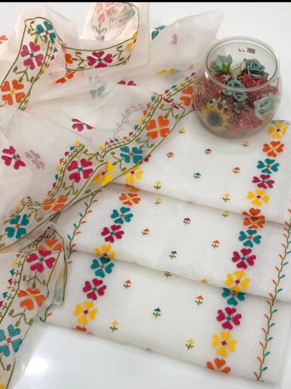 Elegant Khaddi Net Embroidery 2-Piece Dress