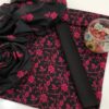 Black-Pink Cotton 3PC Embroidered Set