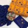 Blue & Orange Mirror Embroidery Lawn 3-Pc Dress