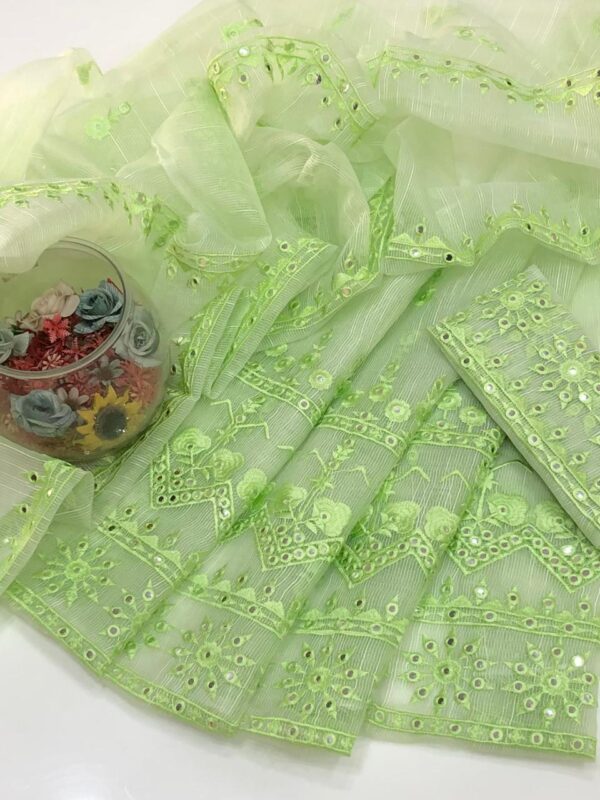 Light Green Khaddi Net 2 Pc Embroidery Dress