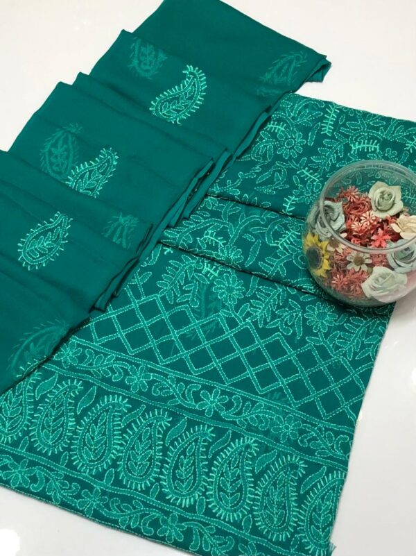 Green Bamber 2PC Chikan Kari Set