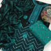 Green-Black Staple Jaccard Embroidery Dress