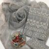 Grey Khaddi Net Embroidery Shirt & Dupatta Set
