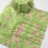 Light Green Bamber Chiffon Kacha Boor Jaal with Mirror Work Embroidery Dress Set