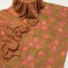 Light Brown Bamber Chiffon Mirror Work Embroidered Dress