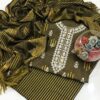 Mehndi-Green Staple Jaccard Embroidery Dress