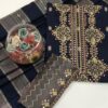 Navy-Blue 3 PC Embroidered Dress