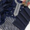 Navy-Blue 3 PC Embroidered Dress