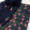 Navy Blue & Green Bamber Chiffon Handcrafted Mirror Work 2-Piece Dress