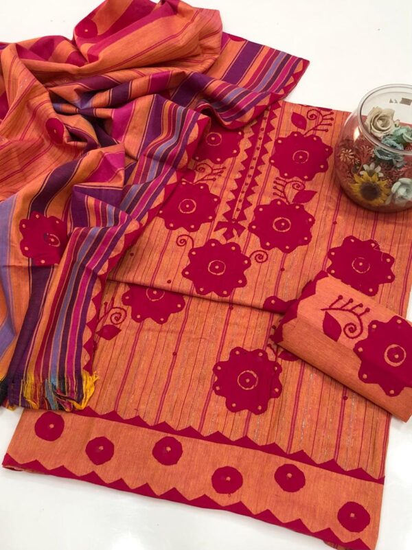 Orange Khaddar Hand Made 3Pc Dress