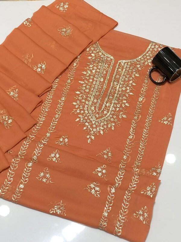 Orange Crinkle Chiffon 2PC Set