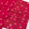 Red Bamber Chiffon Mirror Work Dress with Embroidered Dupatta