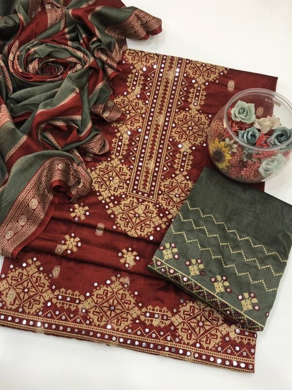 Red Staple Bindi Embroidery Dress
