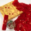 Red-Yellow Mirror Work Embroidered 3 Pc Lawn Dress