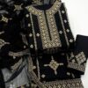 Black Cotton Lawn Patang Booti Embroidered 2 PC Dress with Chiffon Dupatta