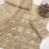 Yellow Khaddi Net Computer Embroidery 2-Piece Dress with Sleeves