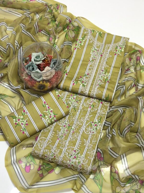 Bin Saeed 3-Piece Lawn Collection 2025 – Embroidered Shirt, Printed Trouser & Chiffon Dupatta - Image 5