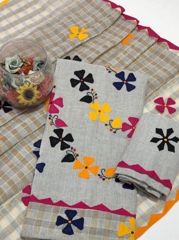 Khaddi Lawn 3-Piece Suit – Handmade Aplik Embroidered Shirt, Trouser & Dupatta - Image 4
