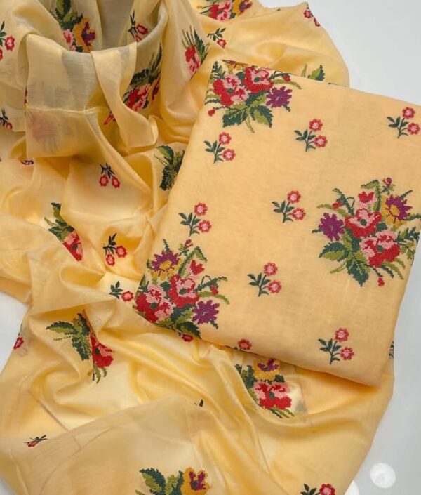 Paper Cotton 2-Piece Suit – Booti Jaal Embroidered Shirt & Dupatta - Image 2