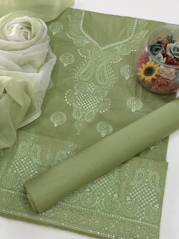 GTM Lawn 3-Piece Suit – Embroidered Shirt with Digital Printed Chiffon Dupatta - Image 4