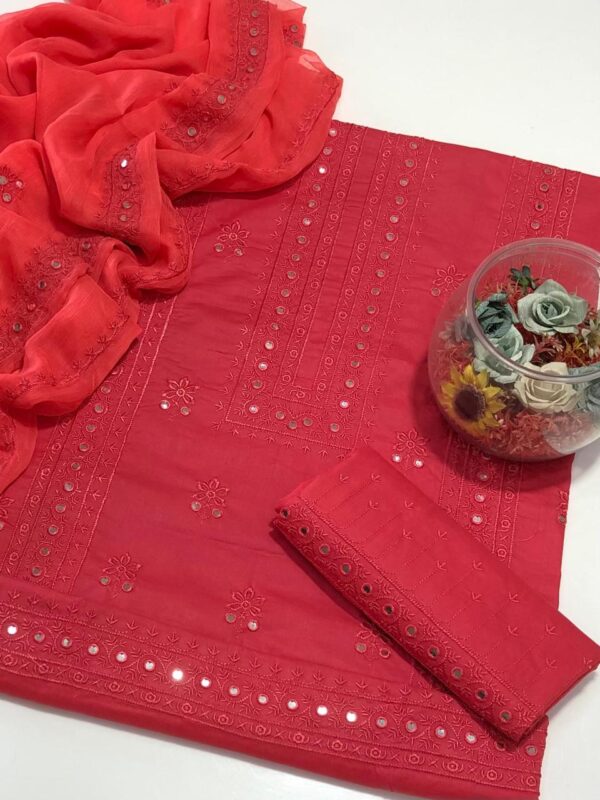 GTM Lawn 3-Piece Suit – 9mm Galla Daman Embroidered Shirt, Embroidered Trouser & Chiffon Embroidered Dupatta - Image 5