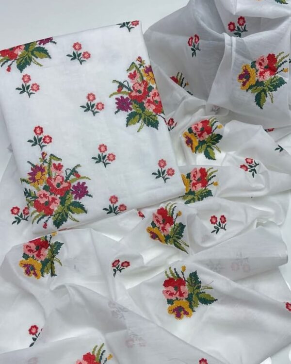 Paper Cotton 2-Piece Suit – Booti Jaal Embroidered Shirt & Dupatta - Image 4