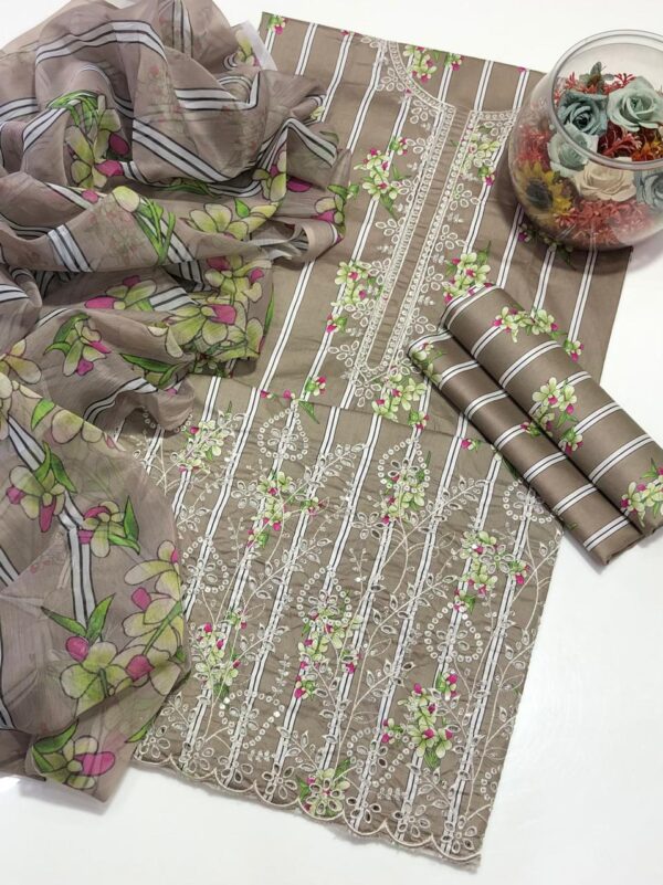 Bin Saeed 3-Piece Lawn Collection 2025 – Embroidered Shirt, Printed Trouser & Chiffon Dupatta - Image 2