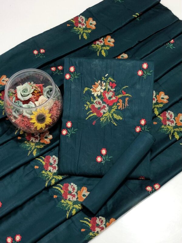 Bin Saeed Lawn Collection 2025 – Embroidered 3-Piece Suit with Chiffon Dupatta - Image 3
