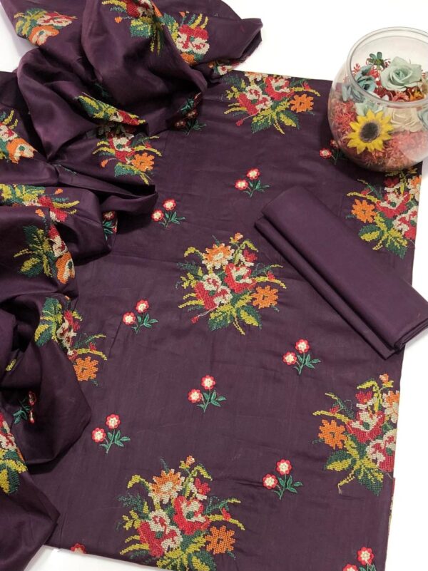 Bin Saeed Lawn Collection 2025 – Embroidered 3-Piece Suit with Chiffon Dupatta - Image 6
